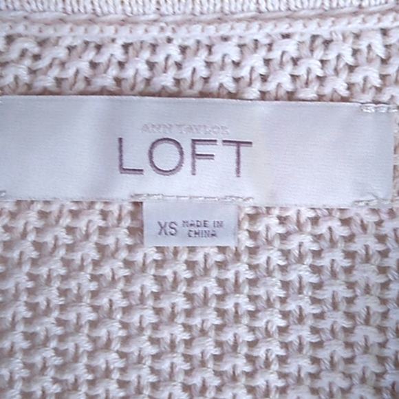 Loft - Oatmeal/Yellow Long Sleeve Full Zip Cardigan - Size XS - Picture 3 of 5